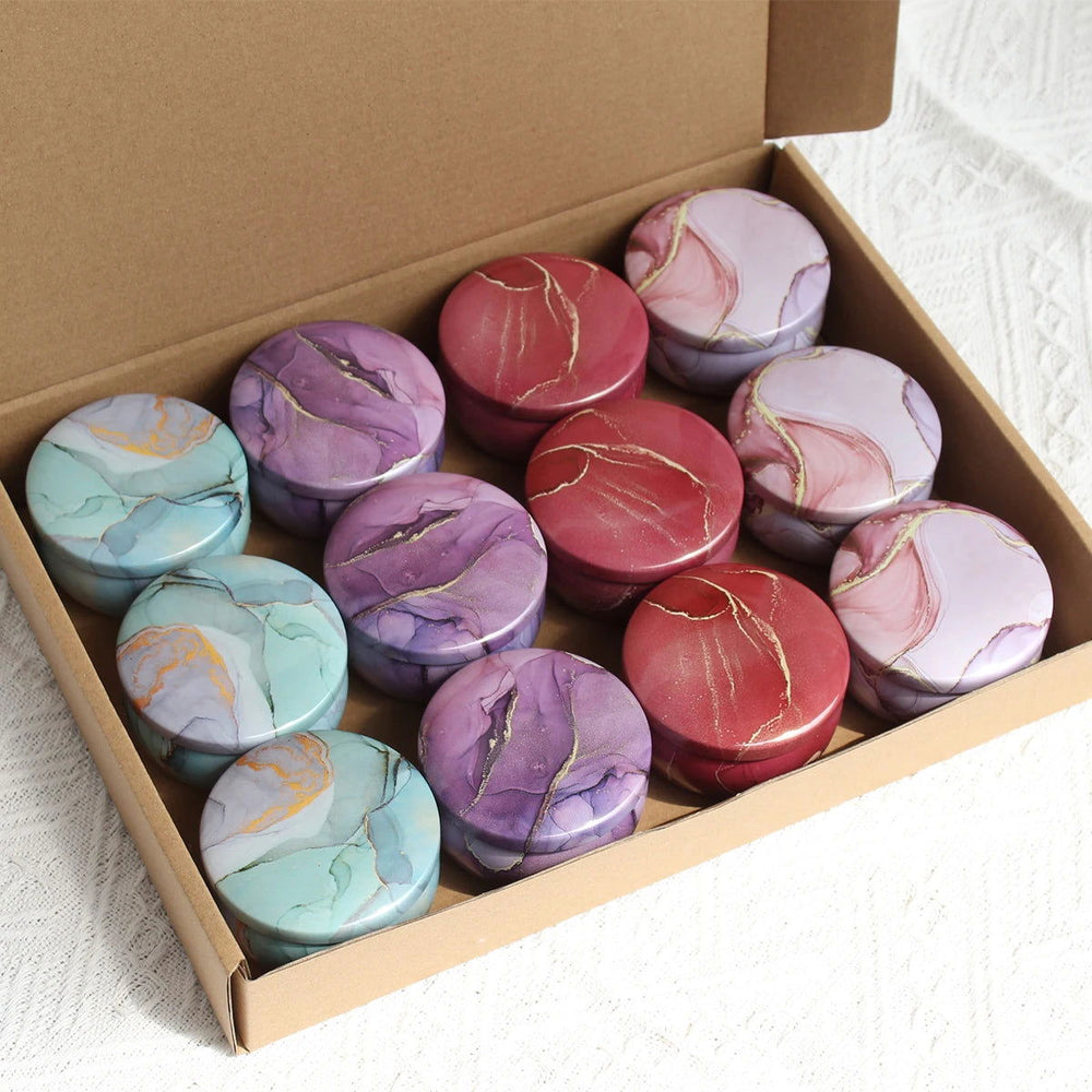 12-Piece Marble Pattern Candle Tins - Perfect for DIY Candle Making & Storage - candletown.net