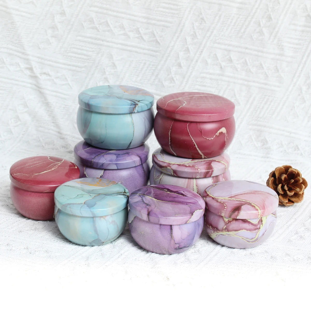12-Piece Marble Pattern Candle Tins - Perfect for DIY Candle Making & Storage - candletown.net