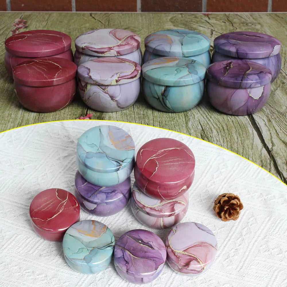 12-Piece Marble Pattern Candle Tins - Perfect for DIY Candle Making & Storage - candletown.net