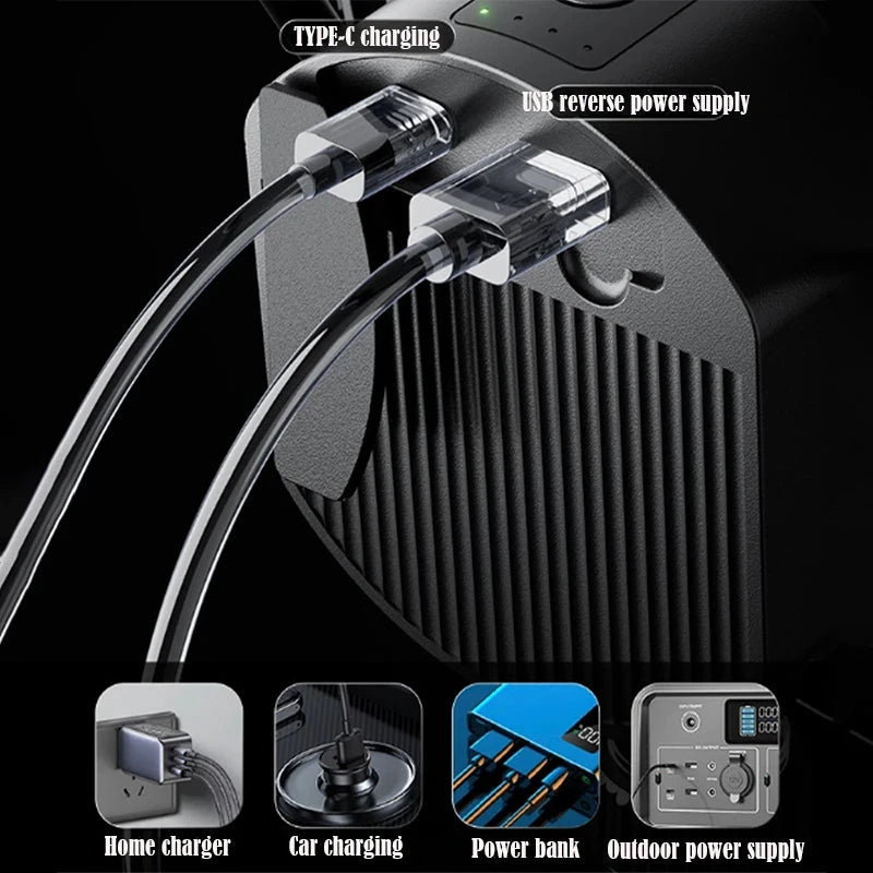12000mAh Tripod Camping Fan Rechargeable Desktop Portable Circulator Wireless Ceiling Electric Fan with Power Bank LED Lighting - candletown.net
