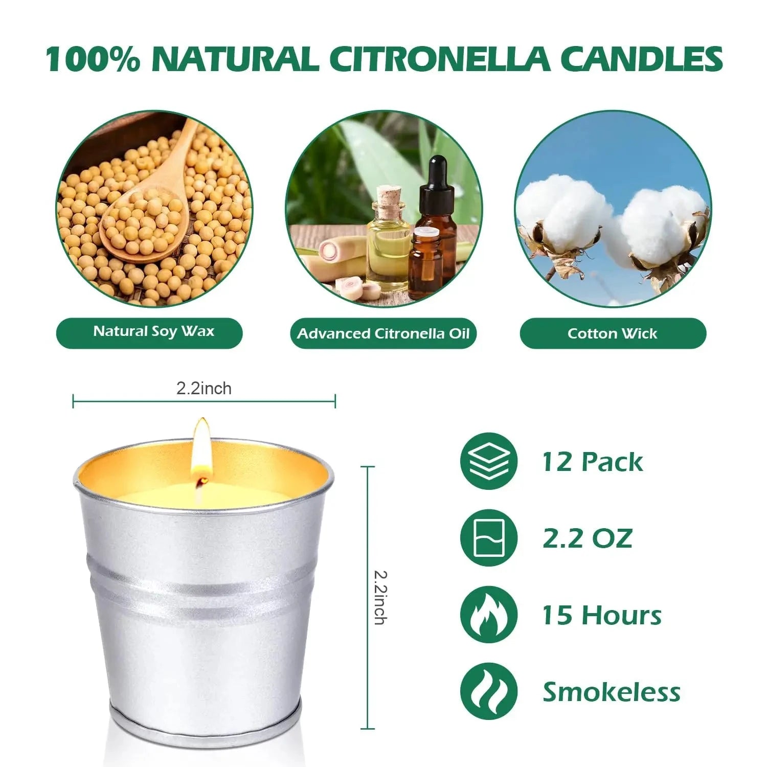 12pcs Citronella Candles for Outdoor Use - candletown.net
