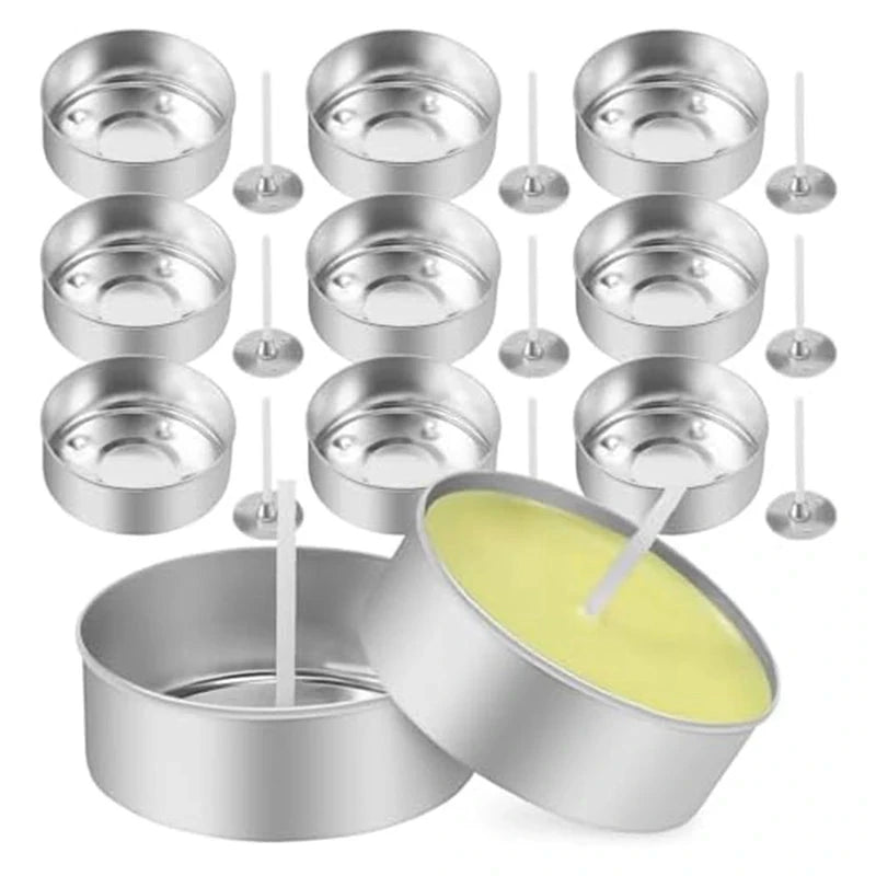 150Pcs Aluminum Tea Lights Cups with Candle Wicks for DIY Candle Making - candletown.net
