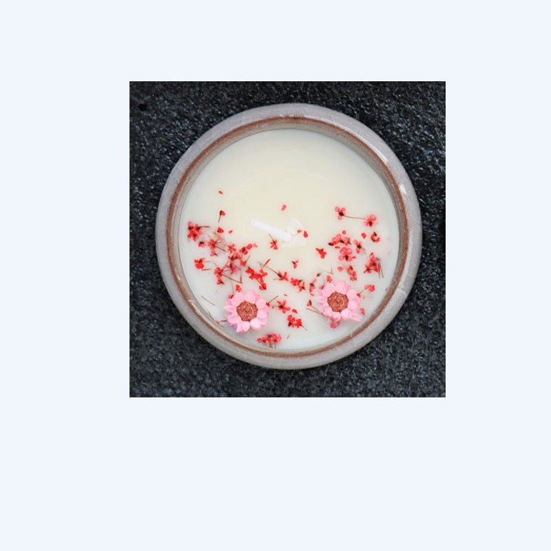 Ceramic Cup Aromatherapy Candle with Dried Flowers