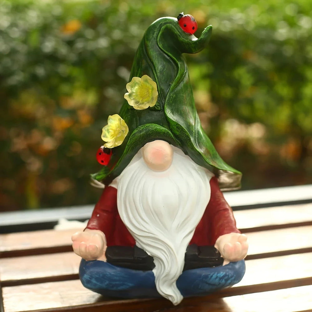 1pc Garden Gnome Dwarf Ornament Solar Glow Elf Resin Craft Outdoor Patio Ornament - candletown.net