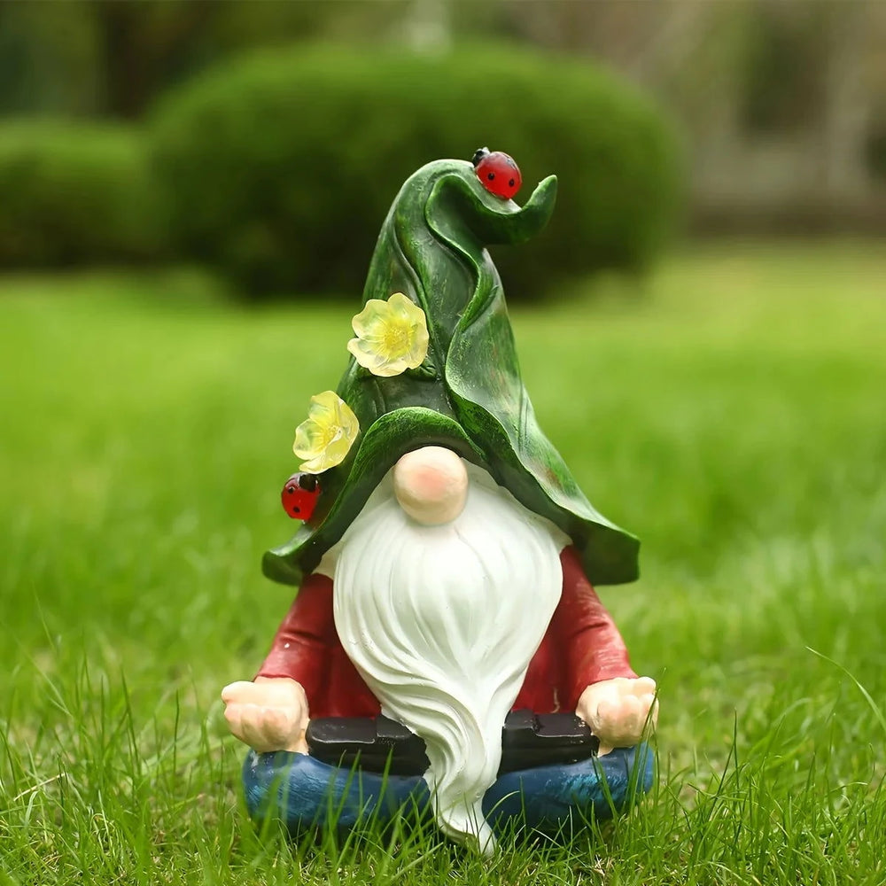 1pc Garden Gnome Dwarf Ornament Solar Glow Elf Resin Craft Outdoor Patio Ornament - candletown.net