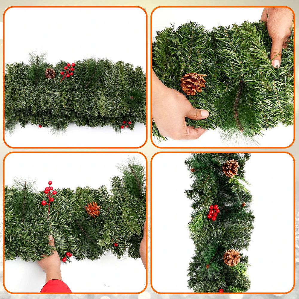 2.7m LED Christmas Garland with Pinecones - Festive Staircase & Fireplace Decor - candletown.net