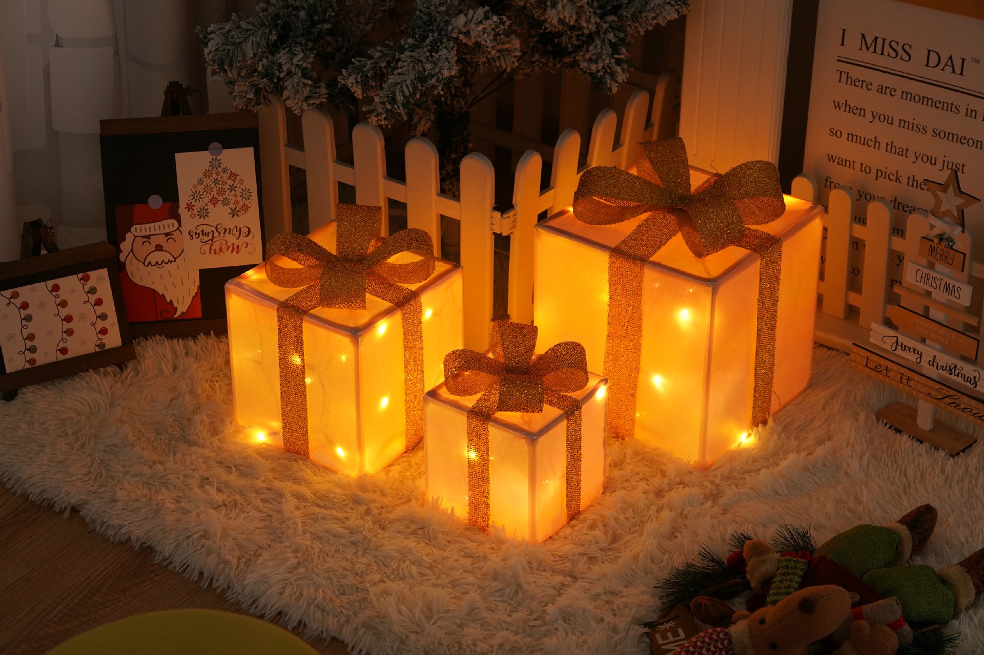 Lighted Christmas Gift Boxes – 3 PCS Decorative Set
