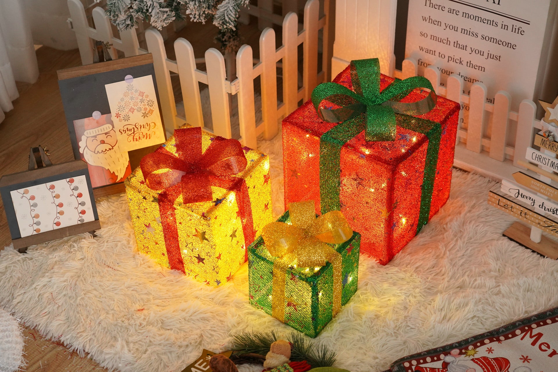 Lighted Christmas Gift Boxes – 3 PCS Decorative Set