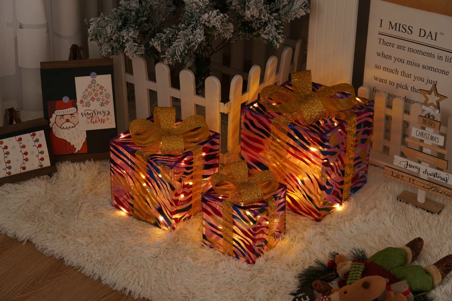 Lighted Christmas Gift Boxes – 3 PCS Decorative Set