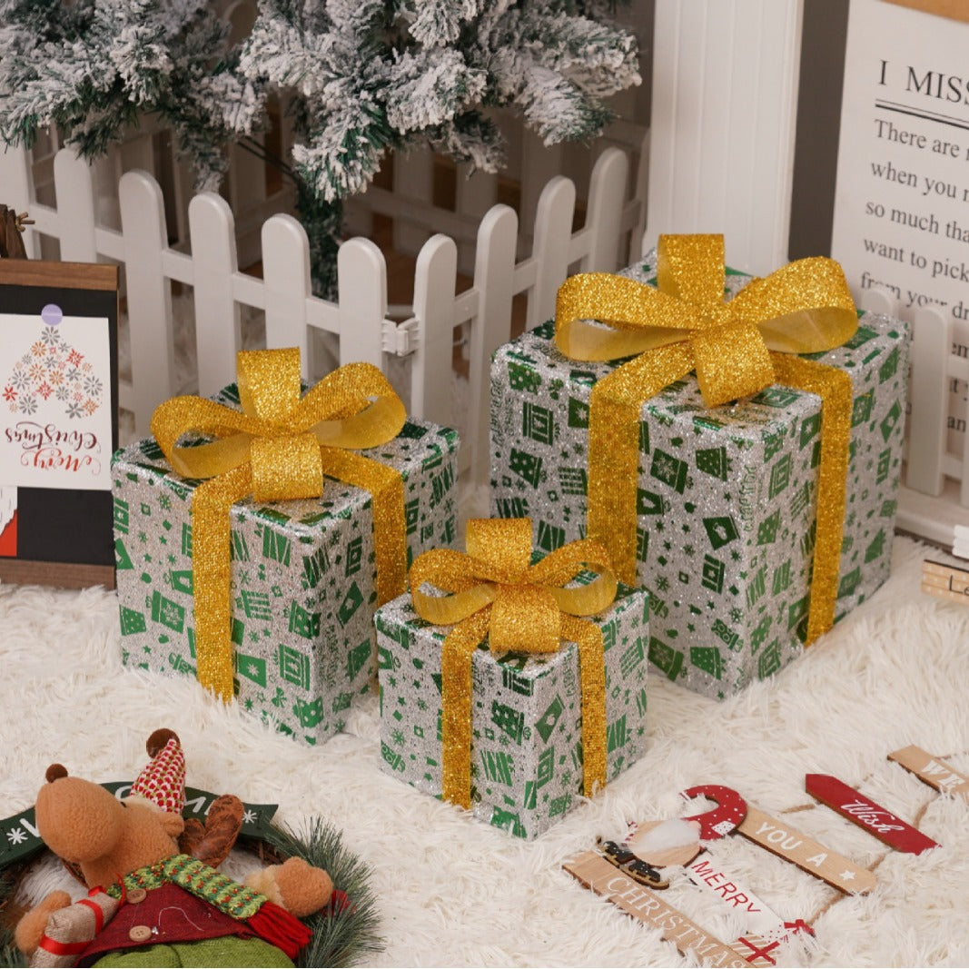 Lighted Christmas Gift Boxes – 3 PCS Decorative Set