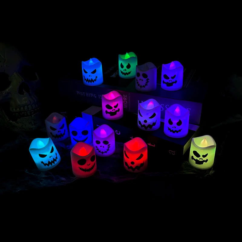 6pcs Halloween Flameless Ghost Face Candle - Safe & Scary Party Decoration - candletown.net