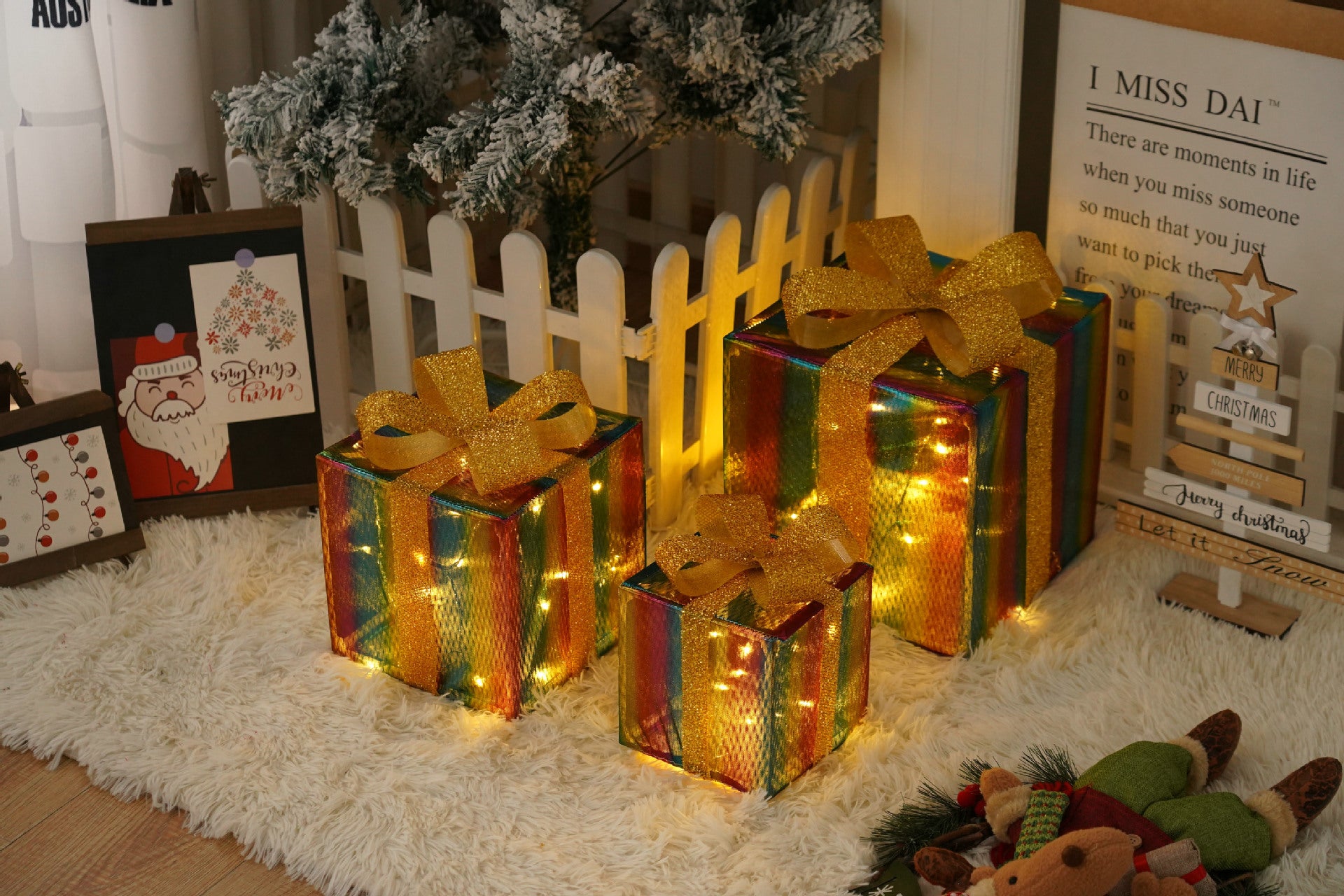 Lighted Christmas Gift Boxes – 3 PCS Decorative Set