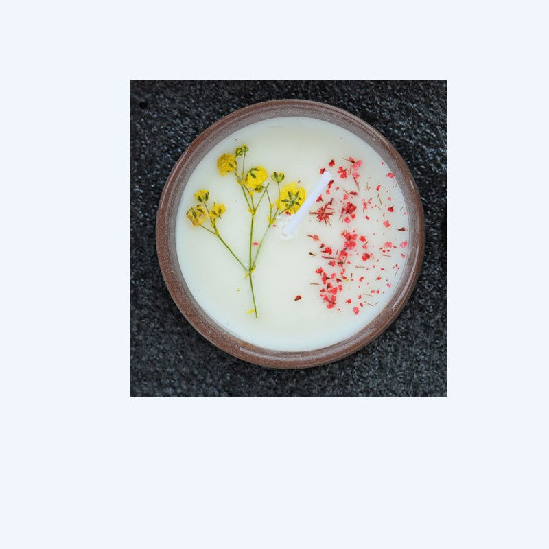 Ceramic Cup Aromatherapy Candle with Dried Flowers