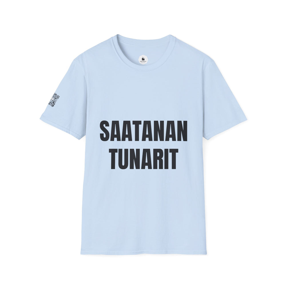 SAATANAN TUNARIT — Personalized White Graphic T‑Shirt - candletown.net