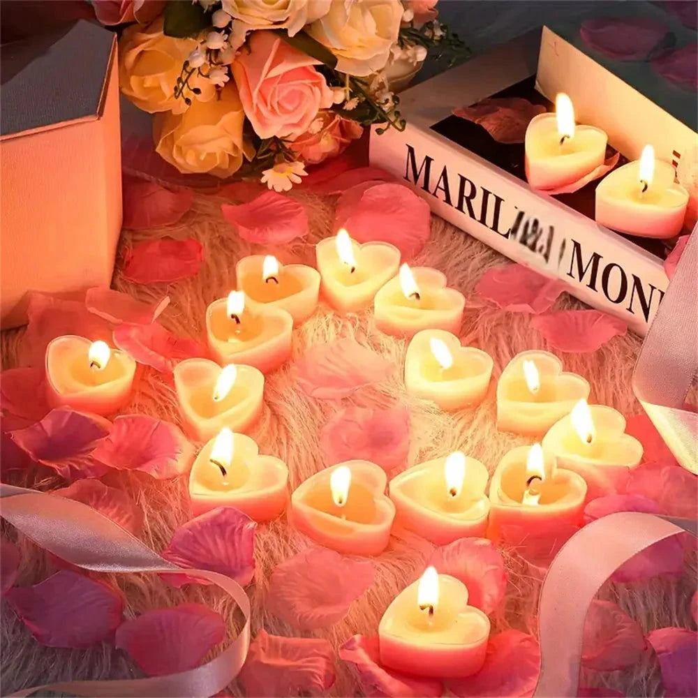 9pcs Heart-Shaped Scented Tea Light Candles - candletown.net