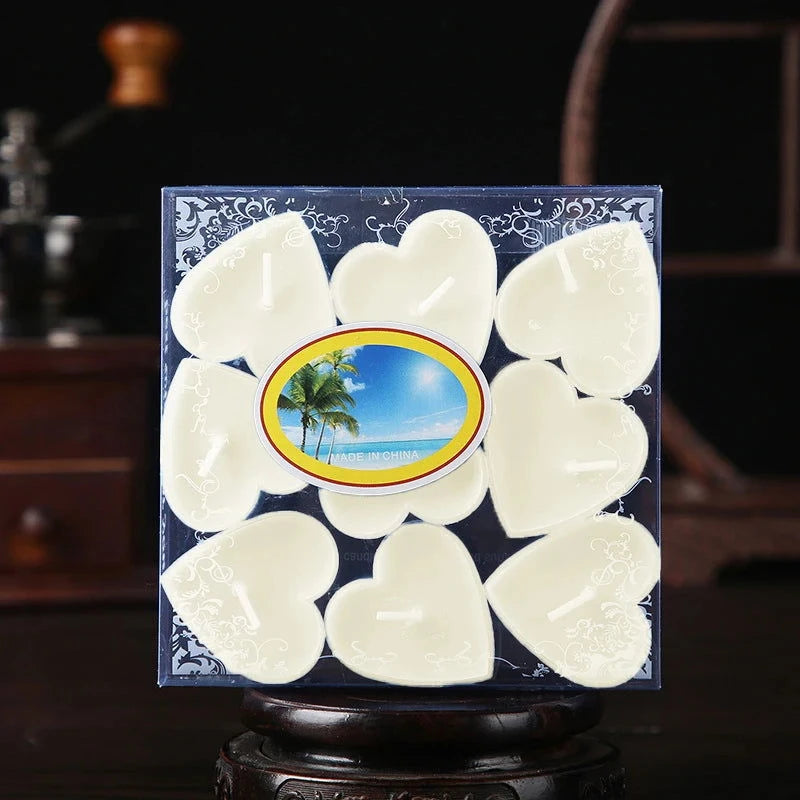 9pcs Heart-Shaped Scented Tea Light Candles - candletown.net