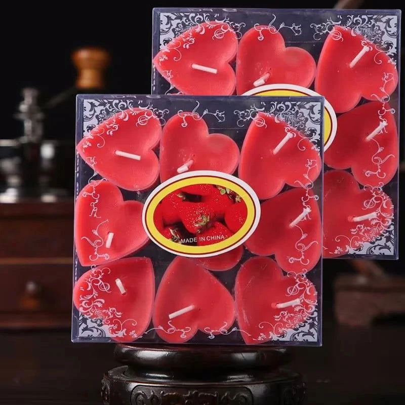 9pcs Heart-Shaped Scented Tea Light Candles - candletown.net