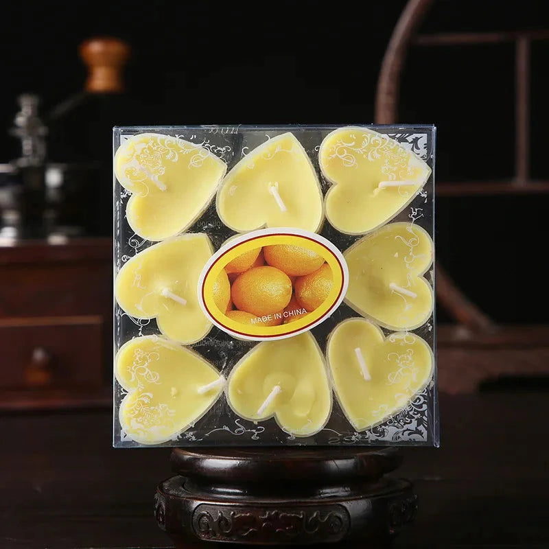9pcs Heart-Shaped Scented Tea Light Candles - candletown.net