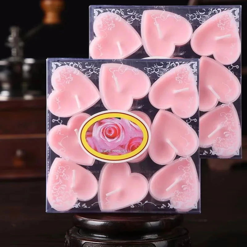 9pcs Heart-Shaped Scented Tea Light Candles - candletown.net