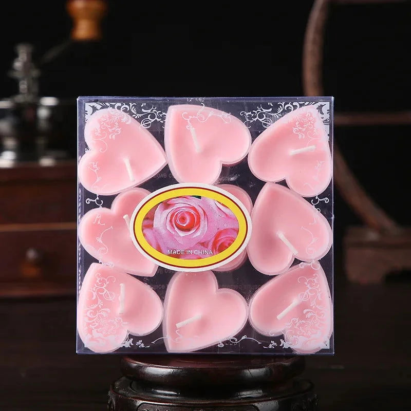 9pcs Heart-Shaped Tea Light Candles - candletown.net