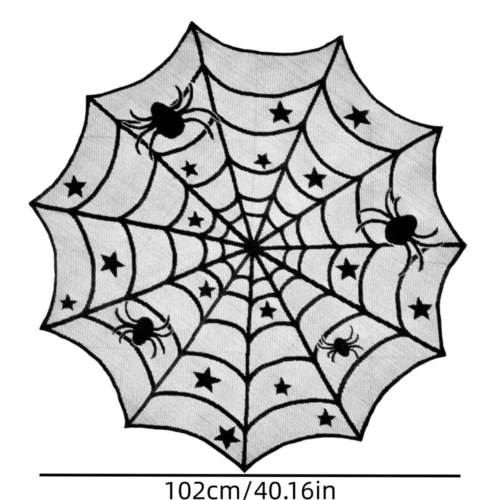 Black Lace Spider Web Halloween Table Runner - candletown.net