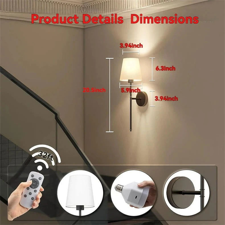 American 2 Packs Wall Lights Battery Operated Wall Sconces Gold Wireless Wall lamp with Remote RGB Colors Modes Rechargeable - candletown.net