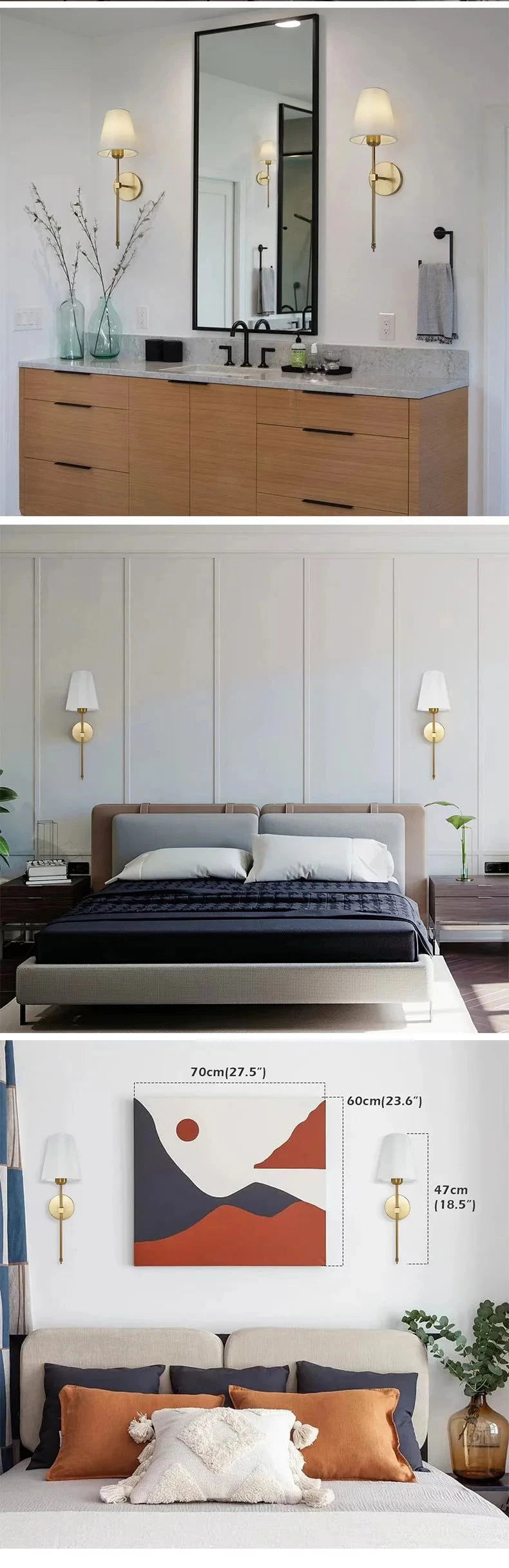 American 2 Packs Wall Lights Battery Operated Wall Sconces Gold Wireless Wall lamp with Remote RGB Colors Modes Rechargeable - candletown.net