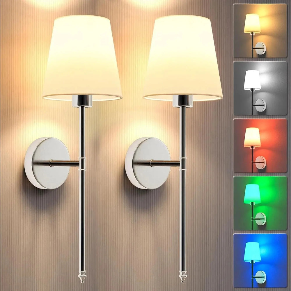 American 2 Packs Wall Lights Battery Operated Wall Sconces Gold Wireless Wall lamp with Remote RGB Colors Modes Rechargeable - candletown.net