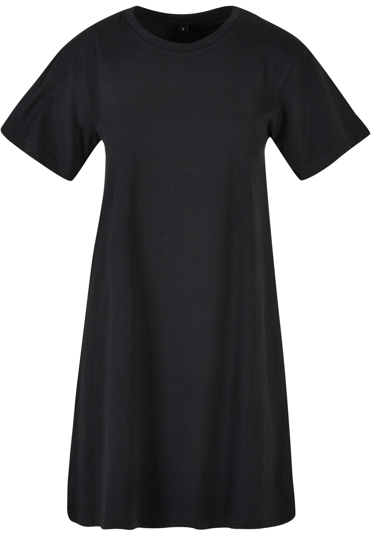 Black t-shirt dress on a white background