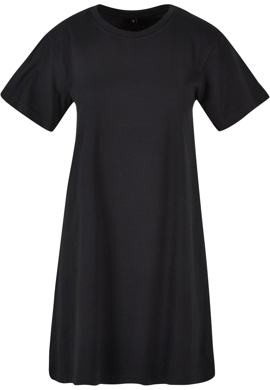 Black t-shirt dress on a white background
