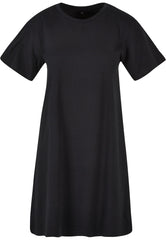 Black t-shirt dress on a white background