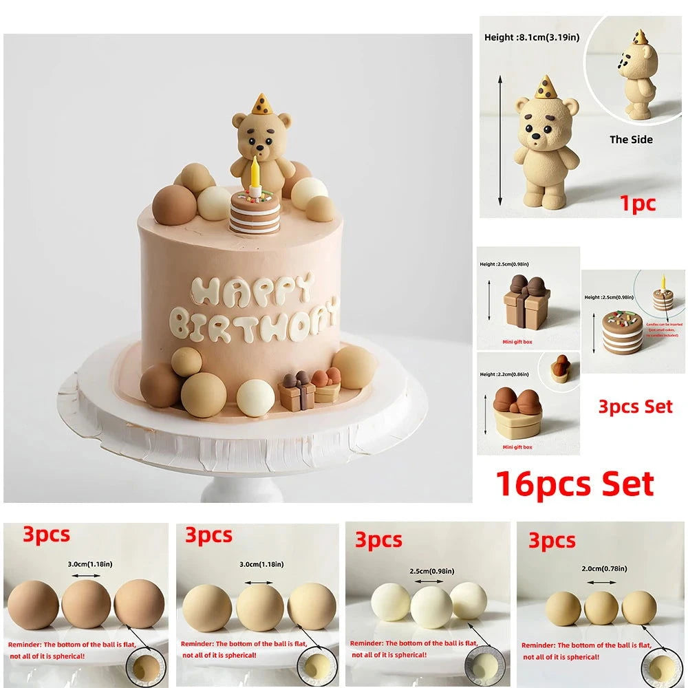 Bear Cake Topper - Cute Birthday Cake Decoration - candletown.net