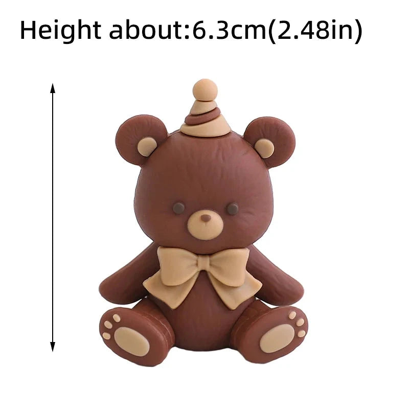 Bear Cake Topper - Cute Birthday Cake Decoration - candletown.net