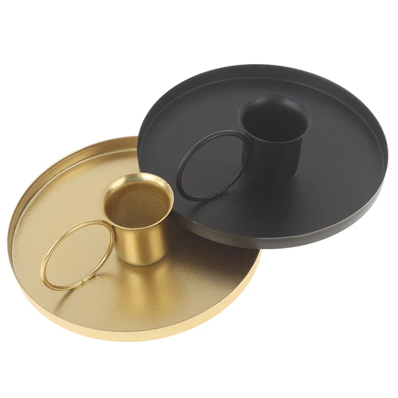 Black & Gold-Plated Candle Holders and Trays - Stylish Solutions for Taper, Pillar & Tea Light Candles - candletown.net