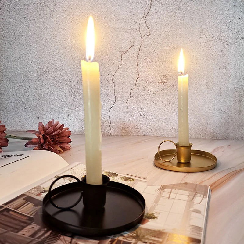 Black & Gold-Plated Candle Holders and Trays - Stylish Solutions for Taper, Pillar & Tea Light Candles - candletown.net