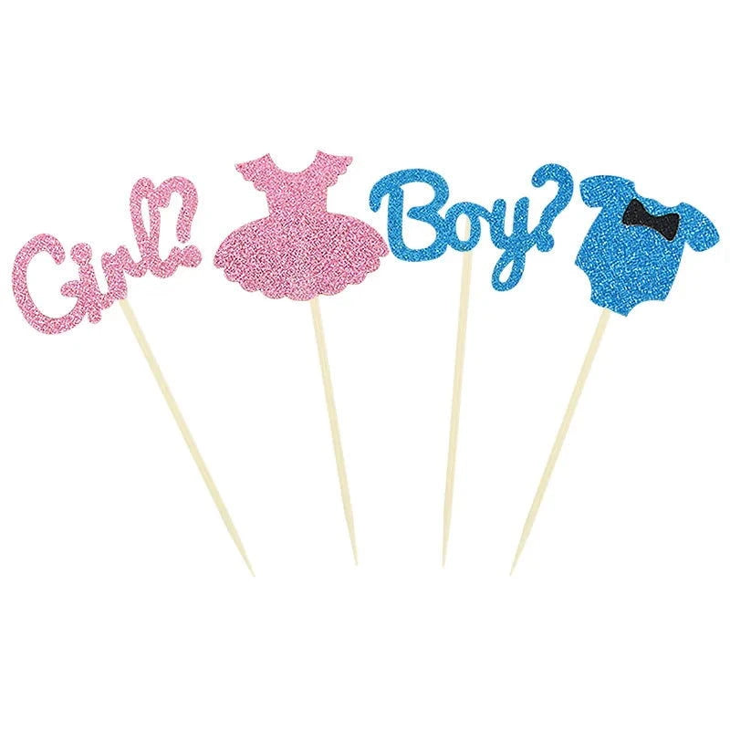 Boy or Girl Cupcake Toppers - 12pcs Baby Shower Cake Picks - candletown.net
