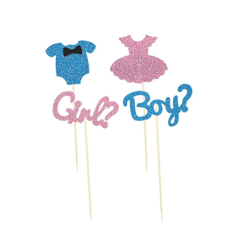 Boy or Girl Cupcake Toppers - 12pcs Baby Shower Cake Picks - candletown.net