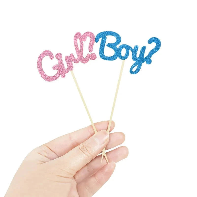 Boy or Girl Cupcake Toppers - 12pcs Baby Shower Cake Picks - candletown.net