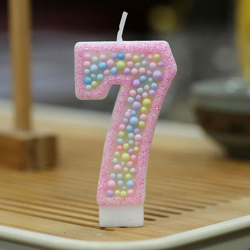 Children's Number Birthday Candles 0-9 - Pink Pearl Design for Kids' Cakes - candletown.net