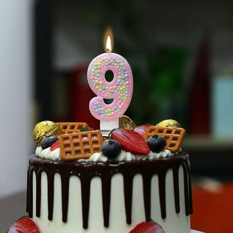 Children's Number Birthday Candles 0-9 - Pink Pearl Design for Kids' Cakes - candletown.net