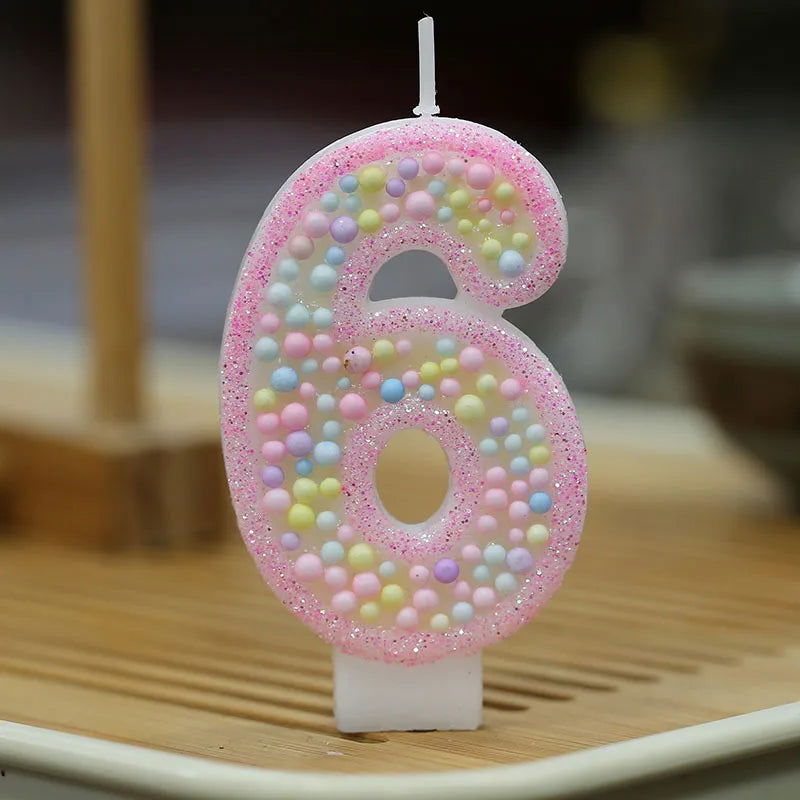 Children's Number Birthday Candles 0-9 - Pink Pearl Design for Kids' Cakes - candletown.net