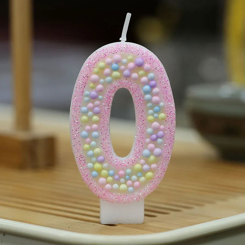 Children's Number Birthday Candles 0-9 - Pink Pearl Design for Kids' Cakes - candletown.net