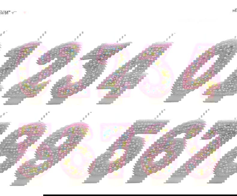 Children's Number Birthday Candles 0-9 - Pink Pearl Design for Kids' Cakes - candletown.net