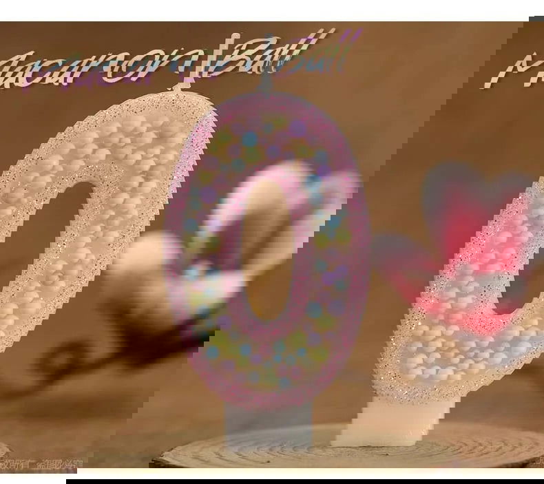 Children's Number Birthday Candles 0-9 - Pink Pearl Design for Kids' Cakes - candletown.net