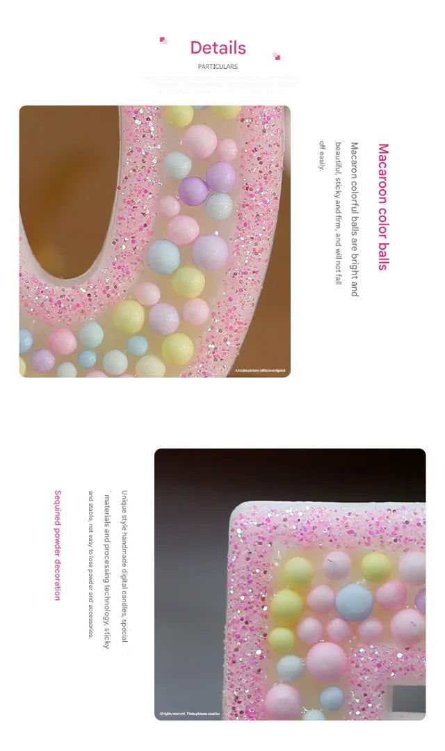 Children's Number Birthday Candles 0-9 - Pink Pearl Design for Kids' Cakes - candletown.net