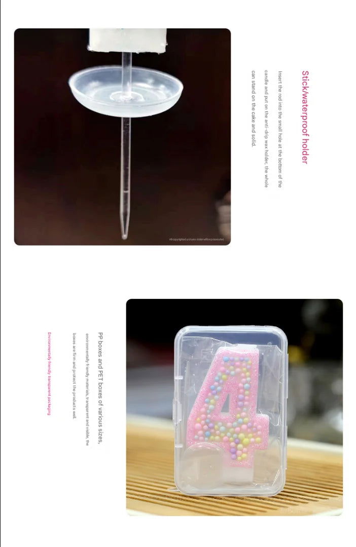 Children's Number Birthday Candles 0-9 - Pink Pearl Design for Kids' Cakes - candletown.net