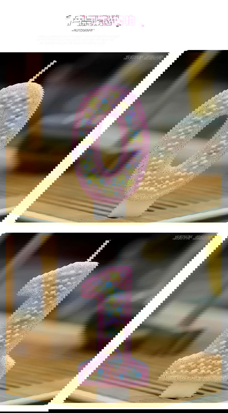 Children's Number Birthday Candles 0-9 - Pink Pearl Design for Kids' Cakes - candletown.net