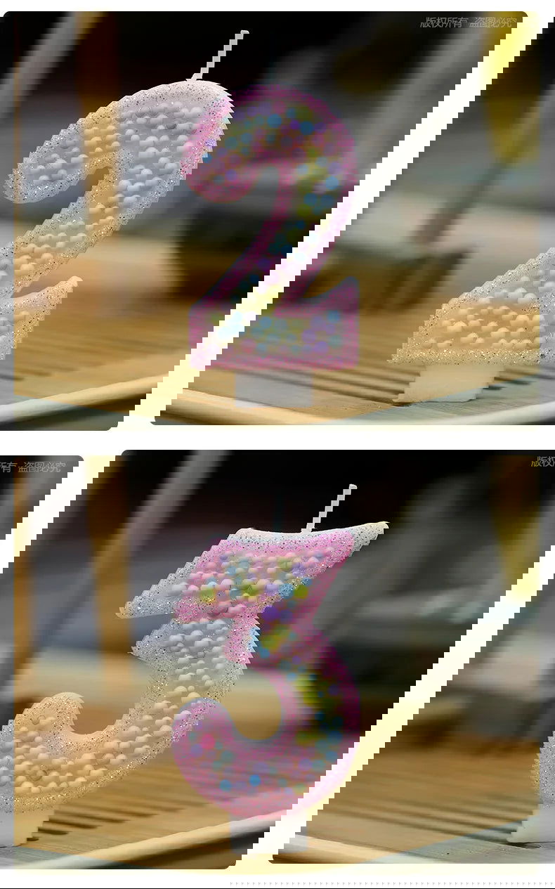 Children's Number Birthday Candles 0-9 - Pink Pearl Design for Kids' Cakes - candletown.net