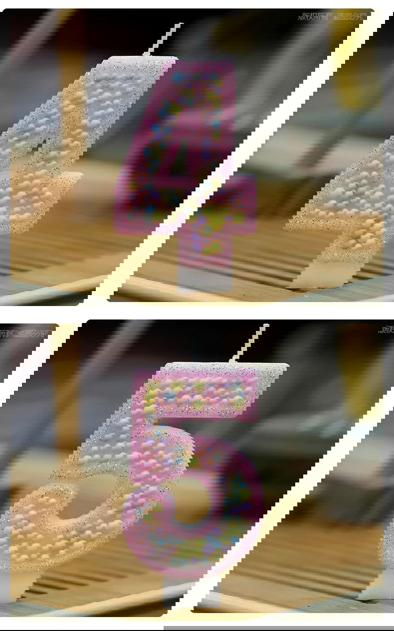 Children's Number Birthday Candles 0-9 - Pink Pearl Design for Kids' Cakes - candletown.net