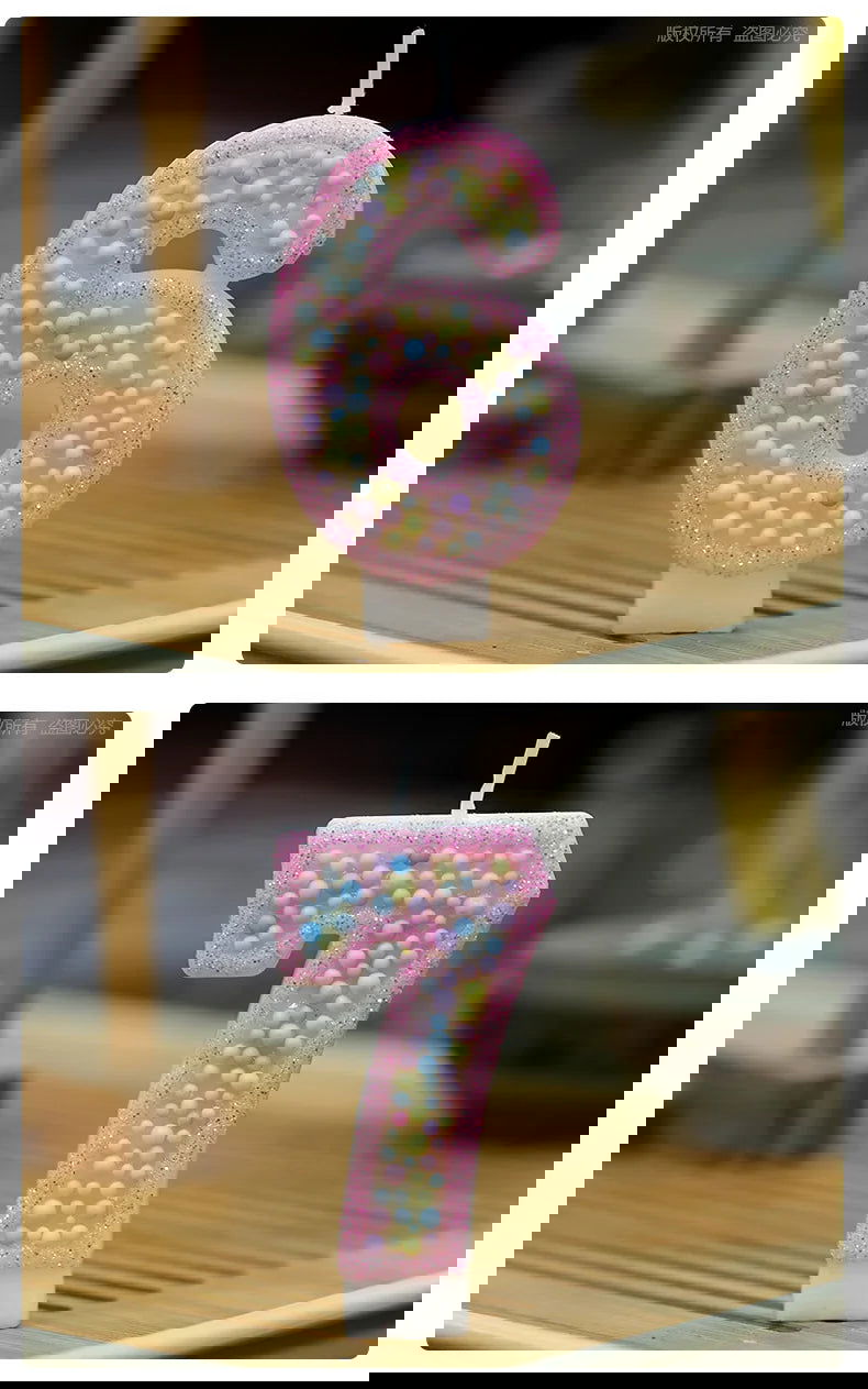 Children's Number Birthday Candles 0-9 - Pink Pearl Design for Kids' Cakes - candletown.net